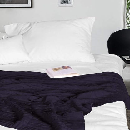 NTBAY 100% Pure Cotton Cable Knit Throw Blanket, Super Soft Warm 51x67 Knitted Throw Blanket for Couch, Sofa, Chair, Bed - Extra Cozy, Machine Washable, Comfortable Home Decor, Eggplant Purple