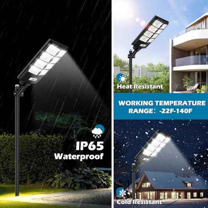 VUAA 2 Pack Solar Street Lights Outdoor Waterproof, 10000LM 448 LEDs Solar Parking Lot Lights Dusk to Dawn,Outdoor Flood Light with Motion Sensor and Remote Control for Area Lighting Yard, 6500K