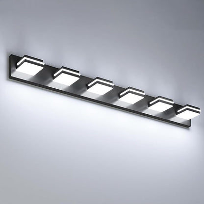VOLISUN Modern Bathroom Vanity Light Fixtures (6-Light, 48-Inch), Matte Black LED Bathroom Lighting Fixtures Over Mirror, 360°Rotatable Head, LED Vanity Lights for Bathrooms (Cool White 6000K)