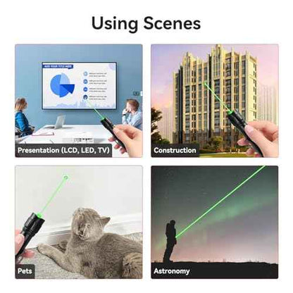 [4 Packs] Rechargeable Green Laser Pointer High Power Green Beam Light Long Distance Range For TV/LED/LCD Screens Tactical Flashlights Presentation Office/Outdoors/Astronomic/Construction [005]