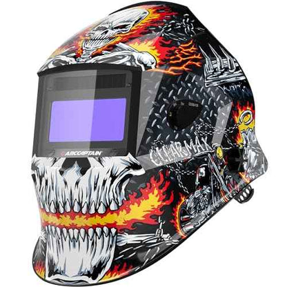 ARCCAPTAIN Welding Helmet Auto Darkening, 1/1/1/1 True Color Welding Hood, 4 Arc Sensor 1/25000s Response Time Solar Powered Weld Hood Helmet HSH-S800 Skeleton Knight