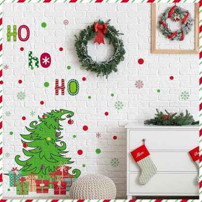 3 Sheets Christmas Wall Decals Red Green Christmas Sticker Xmas Tree Sign Decor Holiday Red Green Polka Dots Decals Gift Removable Wall Stickers for Xmas Holiday Home Decoration