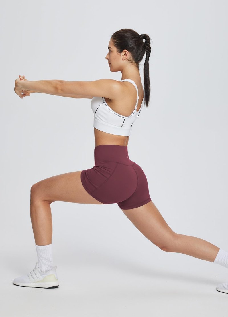 baleaf Gym Shorts Women 3" Biker Workout Yoga Spandex Running Volleyball Tummy Control Compression with Pockets Wine Red XL