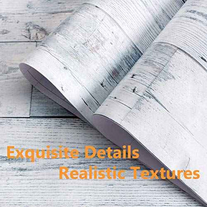 17.7"x 118" Peel and Stick Wallpaper Self-Adhesive Shiplap Light Grey/White Distressed Wood Plank Removable repasted Decorative