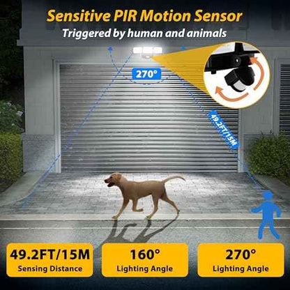 Battery Powered Motion Sensor Outdoor Lights, 1500LM Flood Lights, IP65 Waterproof Security Motion Detector Light Wireless for Outside, Yard 2Pack