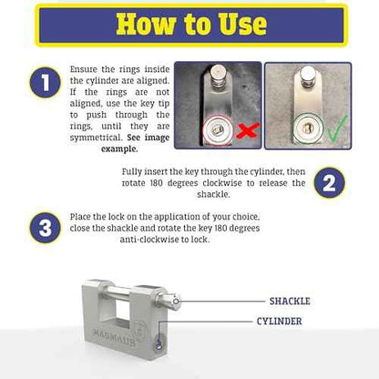 Magmaus¢ç RTL70 [Armoured] High Security Padlock ? Heavy Duty Container Lock with 0.70¡± Shackle Clearance & 0.39¡± Thick Bolt ? Weatherproof Outdoor Lock for Storage Unit, Shed, Gate, Garage - 3 Keys