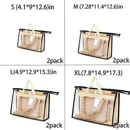8 Pack Handbag Storage Organizer Dust Bags Transparent Hanging Purse Organizer Wallet Storage Bag for Hanging Closet with Handle and Zipper Handbag