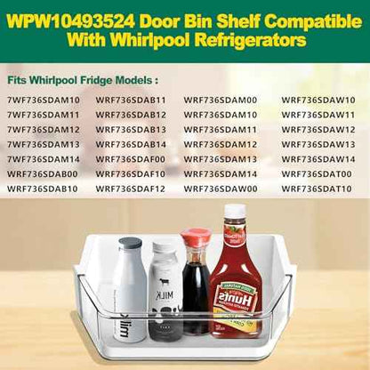 Upgraded WPW10493524 Refrigerator Door Bin Replacement, Compatible With Whirlpool Refrigerator Shelf Parts W10493524 Bin Bucket WRF736SDAM13 WRF736SDAM14 WRF736SDAM11 Shelves