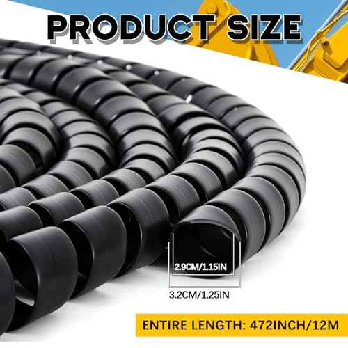 Spiral Wrap Cable Protector, Safe 1.25" Od x 40' Pre Cut Lengths Hydraulic Hose Protector Wrap to Avoid Wear and Extend Life for Hydraulic Pneumatic Hoses