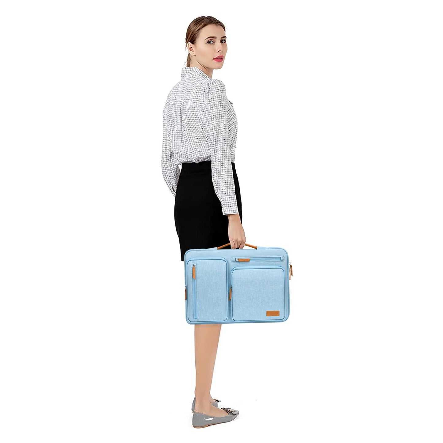 MOSISO 360 Protective Laptop Case 14 inch, 14 inch Laptop Sleeve Compatible with HP Lenovo Dell ASUS Acer, HP, Dell Latitude, Lenovo, Side Open Carrying Case with 4 Zipper Pockets&Handle, Air Blue