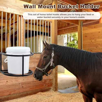 2 Pcs Bucket Holder 5 Gallon Horse Feed Pail Wall Mount 15.5" x 14.5" x 10" for Horse Livestock Water (Bucket Not Included)