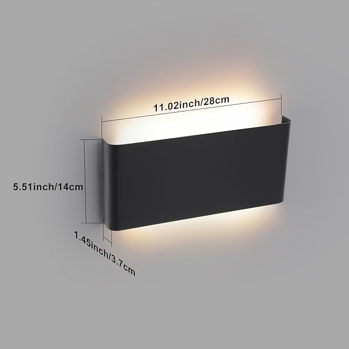 11"Modern LED vanity light,15W Dimmable 5 CCT (3000K-6500K) Adjustable Wall Lamp,Up and Down Wall Lighting,Indoor Wall Sconce for Bedroom,Staircase,Hallway,Dressing Table, 4Pack（Black）