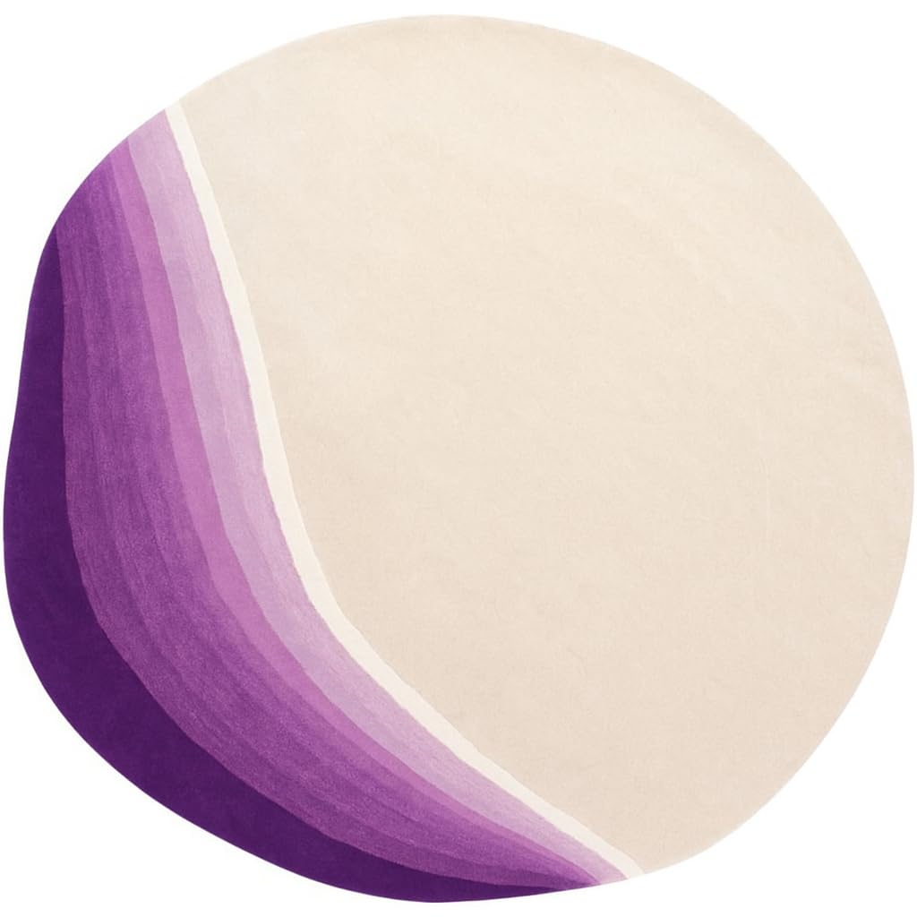 Purple and Beige Irregular Shaped Rug with Ombre Texture Bohemian Art 2' Area Rugs for Living Room Bedroom Nursery Room Dining Room Large Fuzzy Soft Carpet Washable Non Slip Kitchen Runner Mat