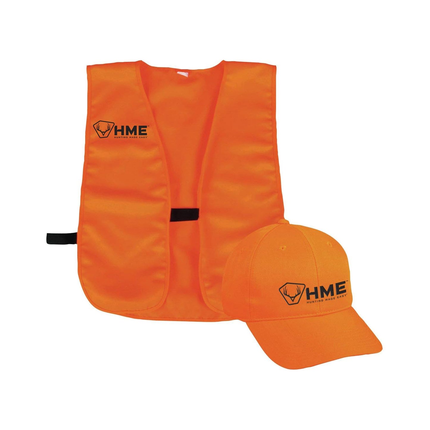 HME Highly Visible Blaze Orange Durable Reliable Versatile All-Season Unisex Safety Vest & Adjustable Hat with Hook-and-Loop Backstrap