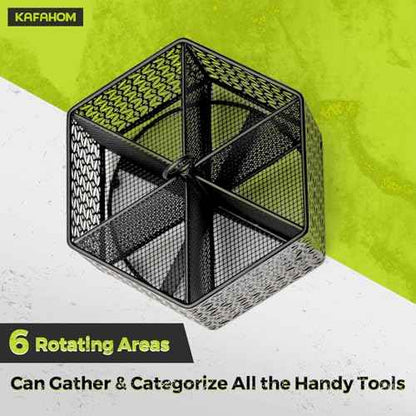 KAFAHOM 360¡Æ Rotating Tool Organizer£¬Small Repair Tool Storage Rack for Desktop Workbench,Hand Tool Stand Holder,Tool Caddy for Wrenches, Pliers, Tweezers, Scissors, Calipers, etc, Black-Hexagon
