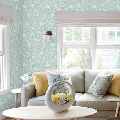 GloryTik Peel and Stick Wallpaper Boho Floral Contact Paper Grey Green Removable Self Adhesive Wall Paper Stick on Wallpaper for Bedroom Bathroom Cabinets Decor Vinyl Roll 17.3"¡¿ 78.7"