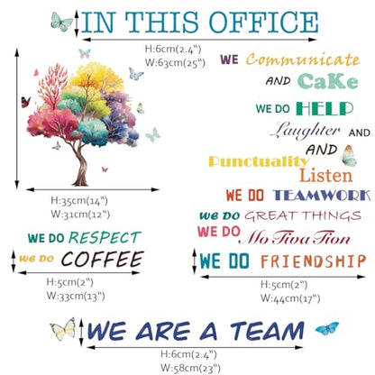 Runtoo Office Inspirational Quotes Wall Art Decals for Work Positive Sayings Peel and Stick Tree Wall Stickers Motivational Teamwork Company Decor