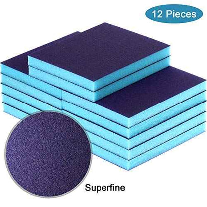 eBoot Sanding Sponge Grit Sanding Blocks, Washable and Reusable Sand Sponge Kit, 12 Pieces (Superfine Grade)