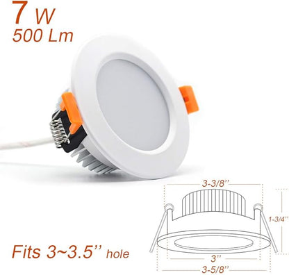 3 inch Dimmable LED Recessed Lighting, 7W Retrofit Downlight, 6000K Daylight White, CRI 80 with LED Driver, as AC 110V Ceiling Light Fixture for Living Room, Kitchen, Bedroom, Hallway, 10 Pack