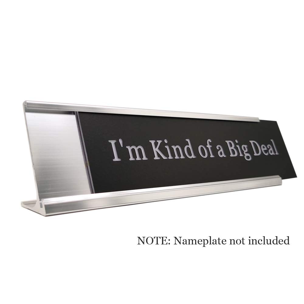 2" x 10" Aluminum Name Plate Desk Holder, Office Business Desk Sign Holder Desktop-5 Pack (Silver)