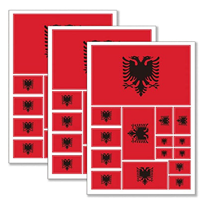 QQSD Albania Flag Sticker Albanian Decal in Multiple Sizes, 3 Pack, 11.7 x 8.3 Inches