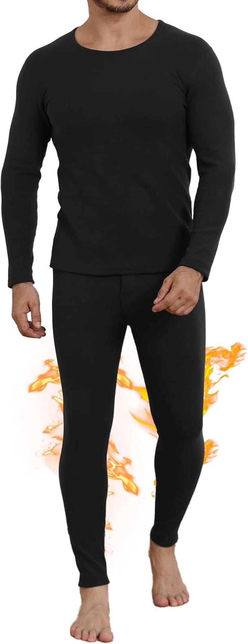 Thermal Underwear for Men - Warm Thick Wool Long Johns with Polar Fleece Lining | Soft Stretchy Winter Base Layer