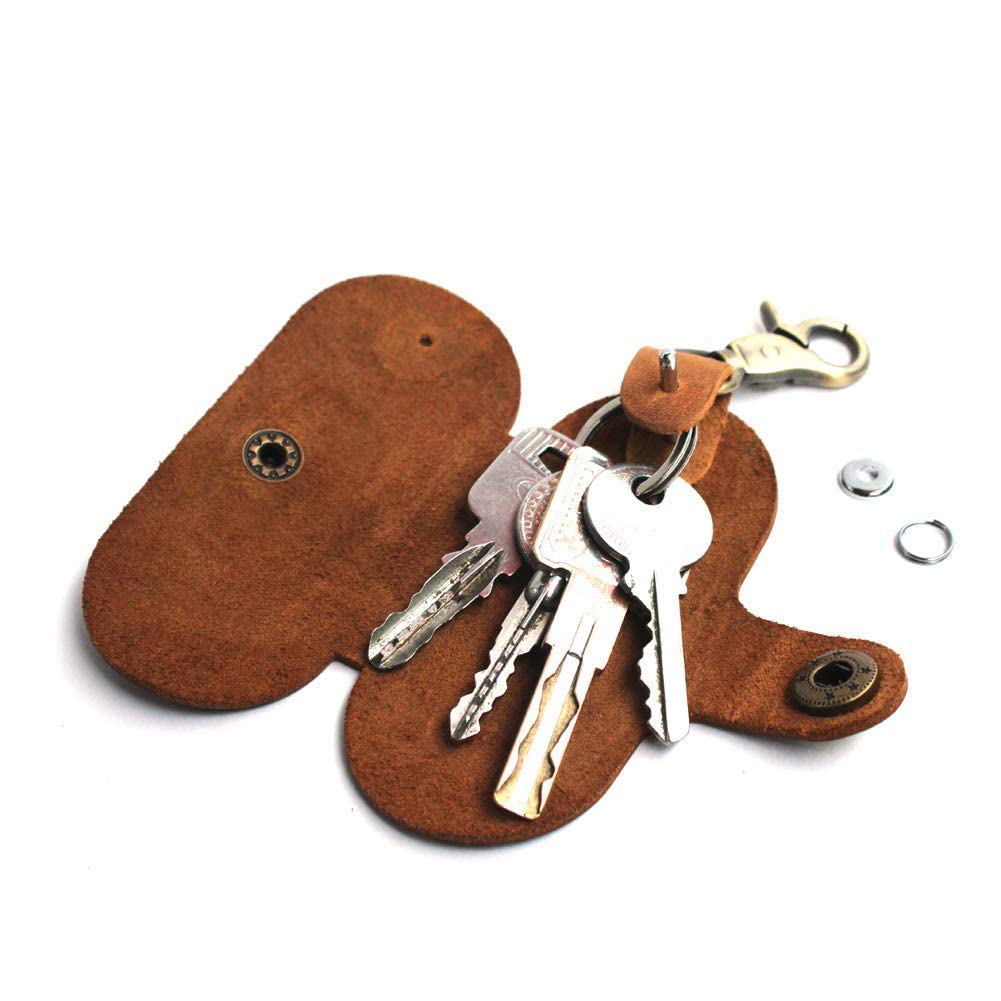 Upgraded Version of Simple Multifunctional Leather Key Organizer Door Key Car Key Case Handcrafted Key Holder with Keyring