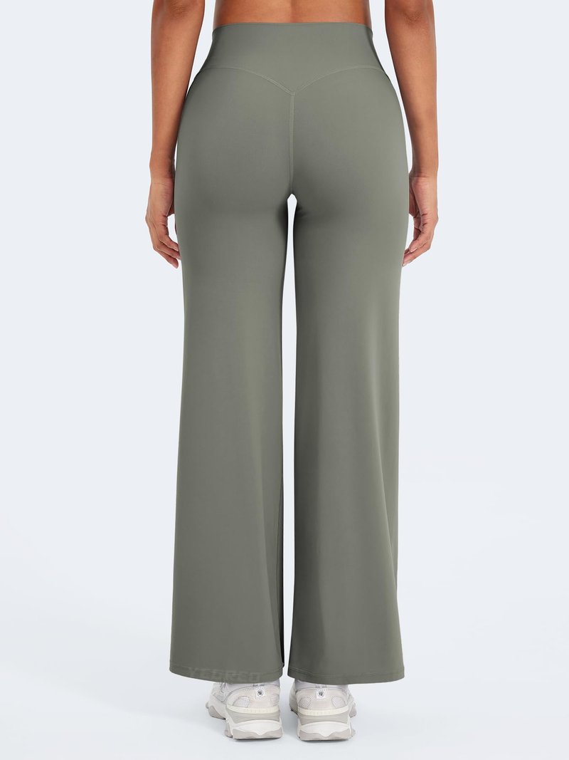 YEOREO Workout Leggings Womens No Front Seam Straight Leggings 29" High Waist Buttery Eddiy Gym Yoga Pants Gray Green XL
