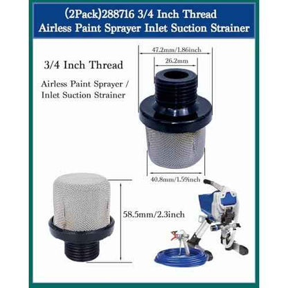 (2-Pack) 288716 3/4¡± 35Mesh Airless Paint Sprayer inter filter with Teflon Tape, Compatible with Graco Magnum X5 LTS15 X7 LTS17 ProX7 ProX17 ProX19 ProLTS170 ProX19 ProLTS190, Garden Hose Inlet Filter