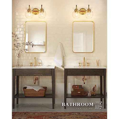 Bathroom Light Fixtures, 2-Light Brushed Gold Vanity Lights with Globe Clear Glass, Champagne Bronze Vanity Lighting Fixtures Over Mirror, AD-22280-2W-GD