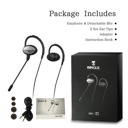DLAND Sports Headphones Wired,Noise Cancelling Earhook Earbuds,Gaming Earphones with Detachable Microphone for PS4,Xbox,Laptop Computer, Cellphone.Inline Controls for Hands-Free Calling.