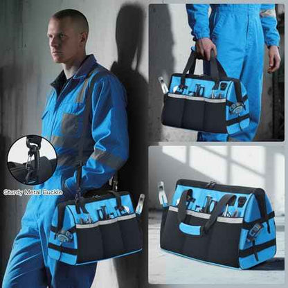 Tool Bag -15 inch Wide Mouth Men's Tool Bag - Used for tool storage, handling, and organization, for home DIY and equipment storage
