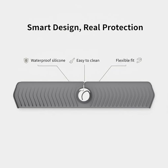 30 Inch Silicone Kitchen Sink Faucet Mat, Adjustable Waterproof Splash Guard