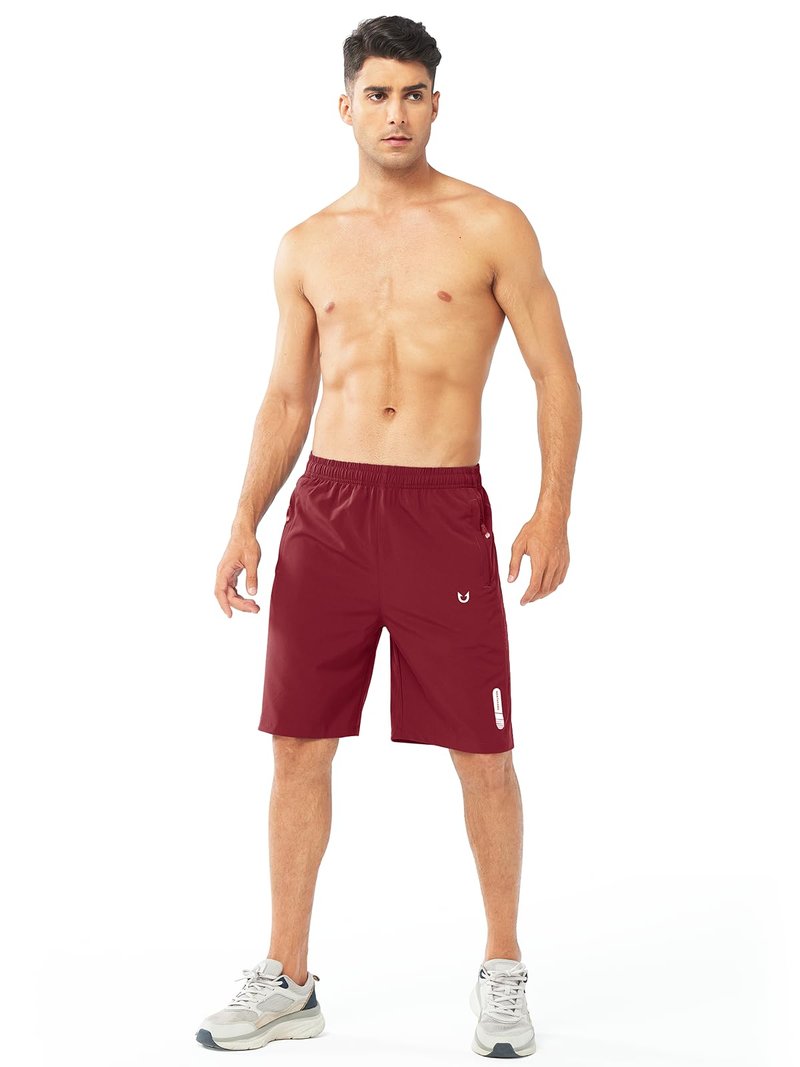 NORTHYARD Men's Athletic Running Shorts Gym Workout 7"/9"/5" Quick Dry Lightweight Sports Basketball Tennis 3 Zipper Pockets WINERED-9inch S
