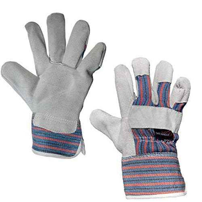 SAFE HANDLER Work Leather Gloves with Cool Cotton Lined Backing Lightweight & Versatile Split Leather Safety Cuff Work Gloves