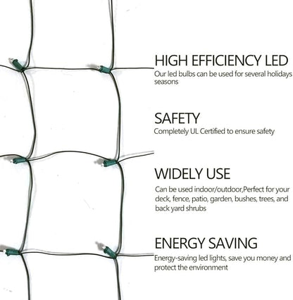 LED Christmas Net Lights Outdoor Christmas Decorations for Bushes,100LED 5ftx5ft Connectable Green Wire Net Christmas Lights for Outdoor indoor Yard Mesh Shrub Tree Decor ,UL Certified(Multicolor)