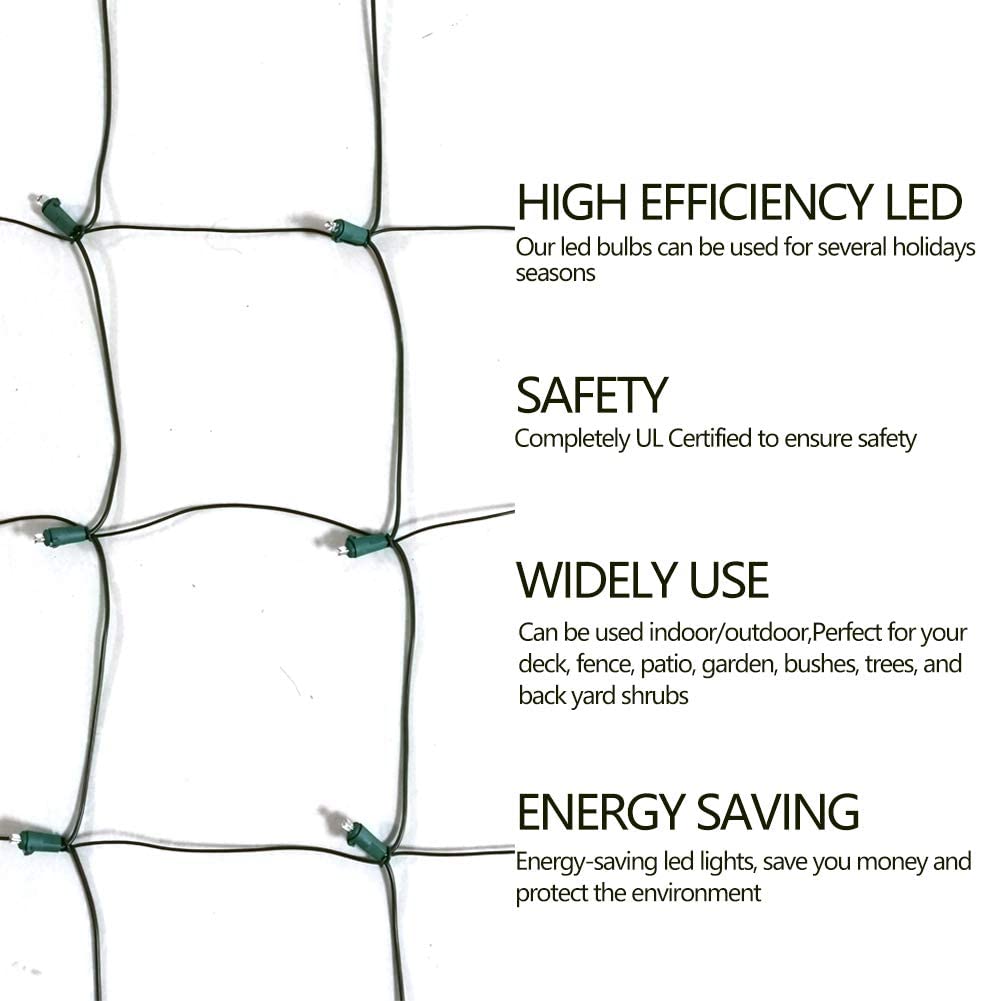 HISHINY LED Red Christmas Net Lights Outdoor,5ftx5ft 100LED Green Wire, Connectable Indoor Outdoor Bush Mesh Net Lights String for Valentines Day Decor,Shrub,Yard,Tree（Red）