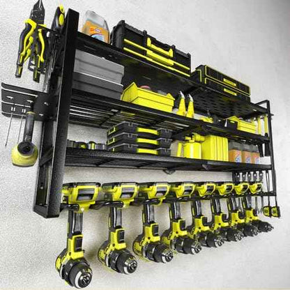 KAFAHOM Power Tool Organizer-8 Drill Holder Wall Mount£¬Tool Organizer and Storage rack for Garage Organization£¬ Heavy Duty Metal Tool Shelf with Air tool/Screwdriver/Hammer/Plier Holder