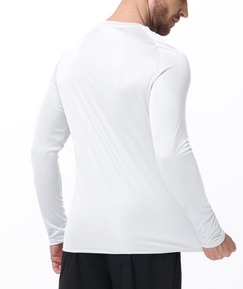 ZITY Men's UPF 50+ Sun Protection Shirts Long Sleeve Lightweight Rash Guard UV SPF Fishing Hiking Running Workout T-Shirt White