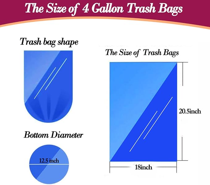 4 Gallon 180pcs Small Clear Trash Bags Strong Clear Garbage Bags, Bathroom