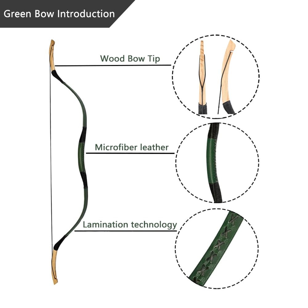 AF Archery 53" Fiberglass Recurve Bow Traditional Horse Bow (40LBS)