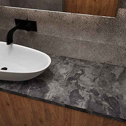 BAYYA Grey Marble Textured Wallpaper Peel and Stick Gray Granite Countertop Contact Paper Matte Thicken 16x79 inch Waterproof Adhesive DIY Wall Stickers Vinyl Decorative Film for Kitchen Bathroom
