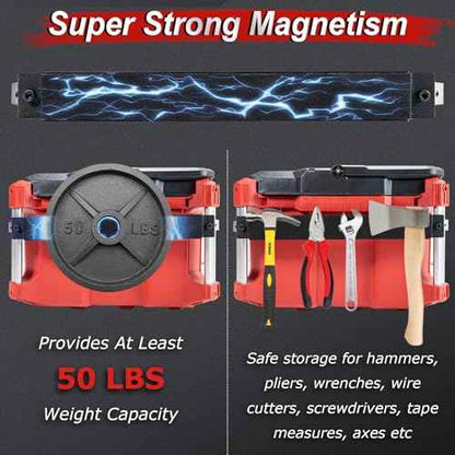 Powerful Magnetic Bar Mount for Packout Toolbox, Capacity Up to 50LBS, Compatible with Mil. waukee Packout Toolbox Side Aluminum Rails, Making Tools within Easy Reach