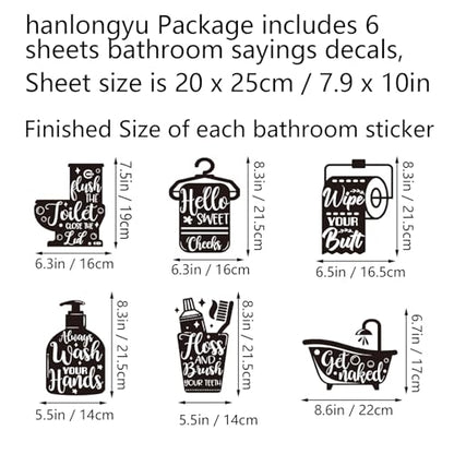 DIY Bathroom Decor Wall Stickers, Bathroom Signs Wall Decals Wall Decor, Easy to Peel and Stick Room Door Signs Art Decal for Kids Bathrooms Home Decoration (Funny Quotes)
