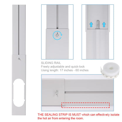 Portable Air conditioner Window Kit, Adjustable Vertical/Horizontal Sliding Window Kit Plate for Unit, AC Window Vent Seal Suitable for 5.9” AC Exhaust Hose