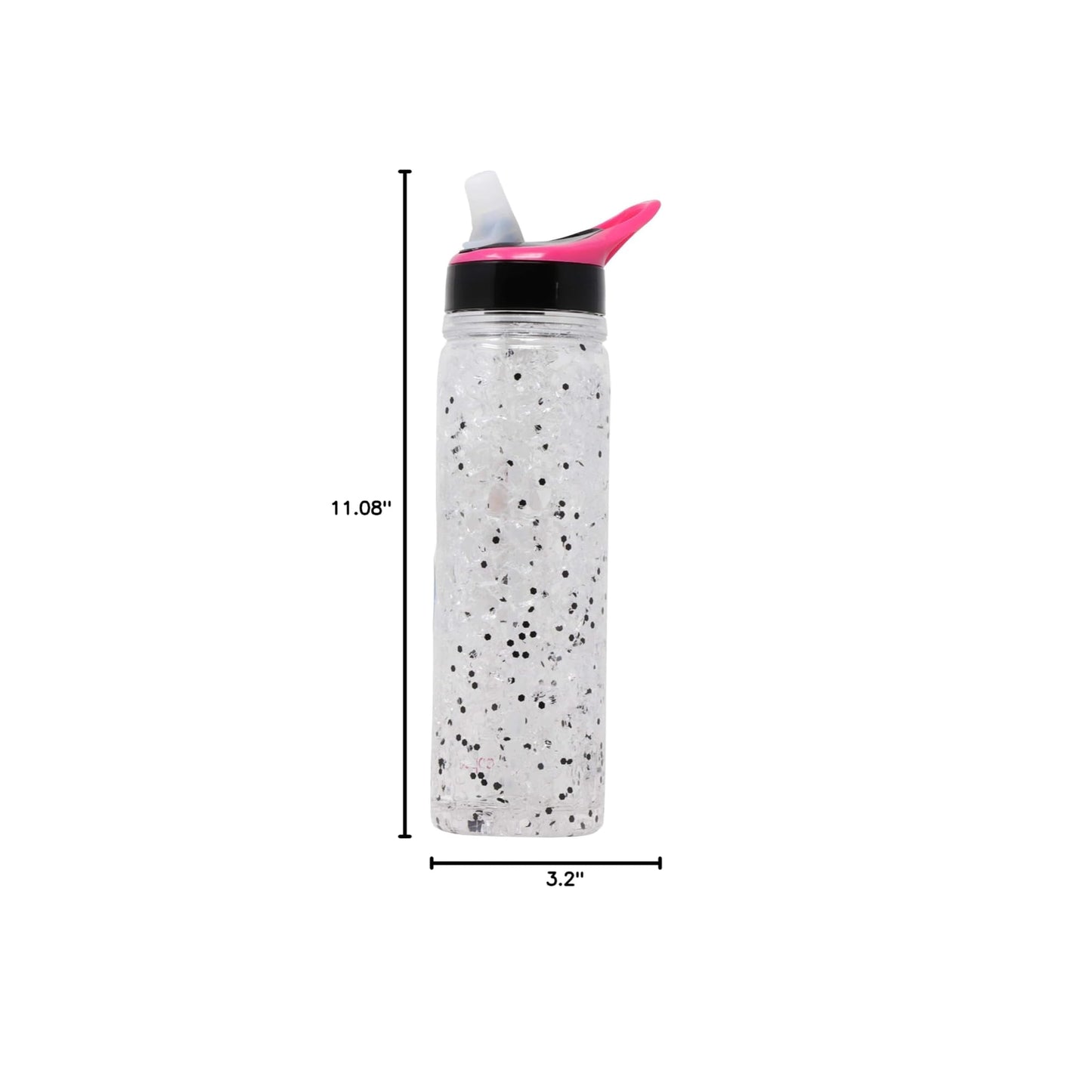 Copco 18 oz Double Wall Tritan Freezable Water Bottle with Crackle Gel - BPA-Free, Leak-Proof Flip-Top Lid, Easy Carry Loop - Keeps Drinks Cold Longer for Travel, Sports, Outdoor Use (White Glitter)
