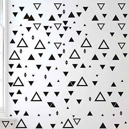 Triangle Wall Sticker Vinyl Decals for Nursery Bedroom Boys or Girls Room Playroom Classroom Living Room Black 126Pcs