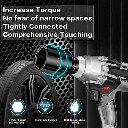 3/4 Inch Drive Deep Impact Socket Set,6-Point,Metric Size(22mm to 41mm),10 Pcs,Cr-Mo.Heavy Duty Impact Socket Set,With a Storage Case.