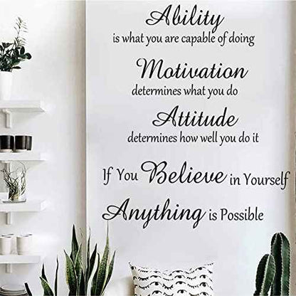 Inspirational Wall Decal Stickers Motivational Quote Stickers Verse Wall Stickers Peel and Stick Vinyl Wall Decor Removable Positive Wall Sticker for Bedroom Living Room Office Bathroom.