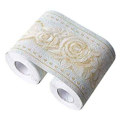 Simplemuji Self Adhesive 5 Meters Green Peony 3D Peel and Stick Waterproof Wall Border Easy to Apply 4 Inch by 16.5 Feet